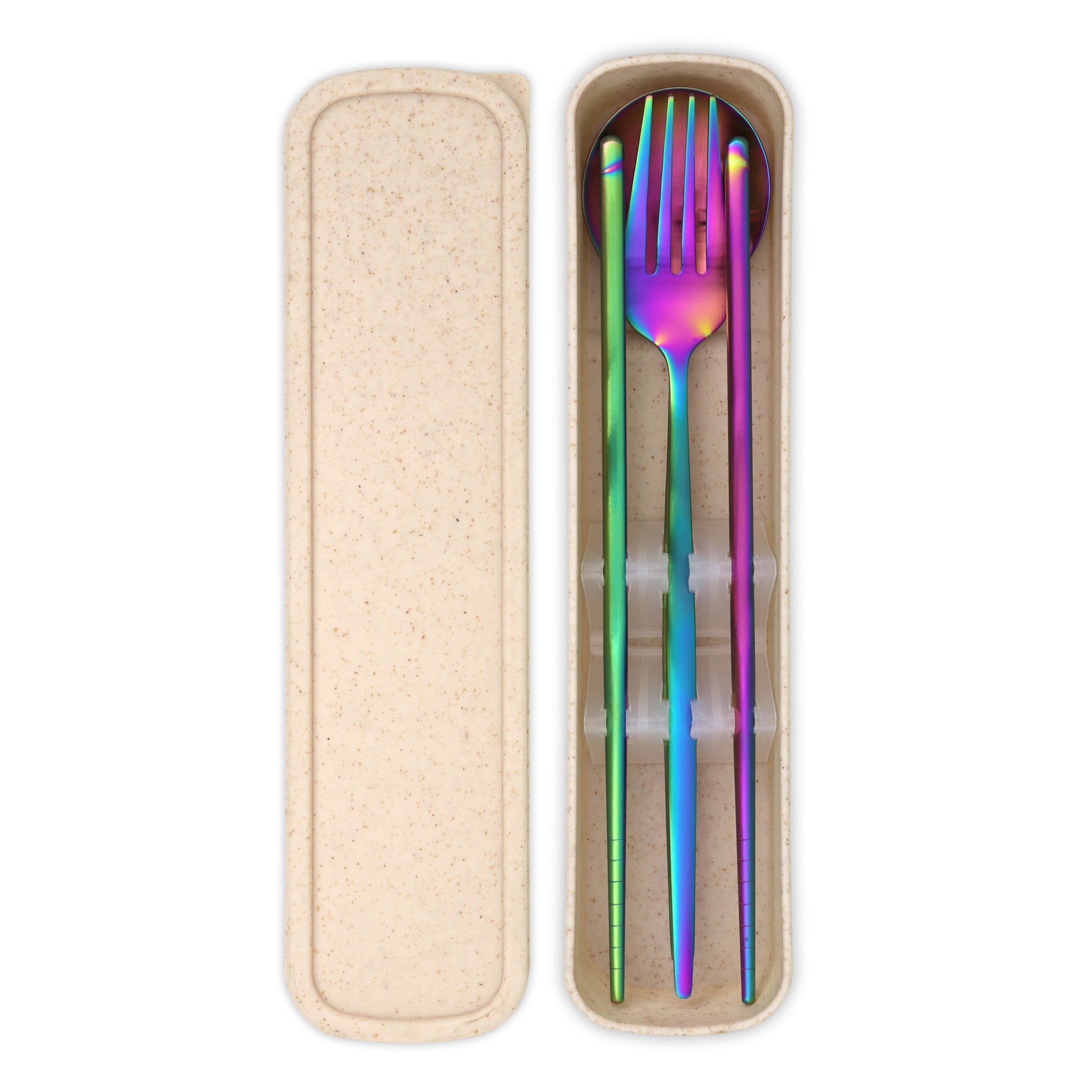 Travel Cutlery Box Set w/ Chopsticks (Satin Rainbow)