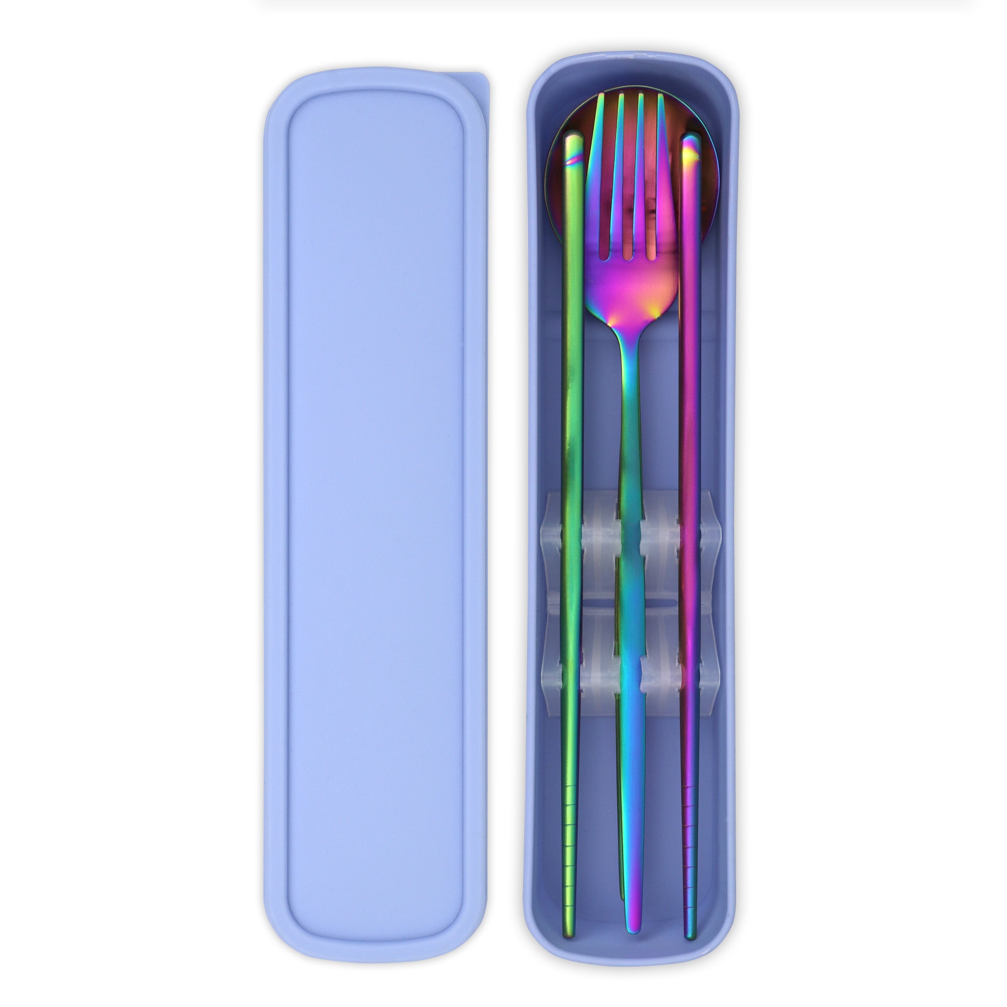 Travel Cutlery Box Set w/ Chopsticks (Satin Rainbow)