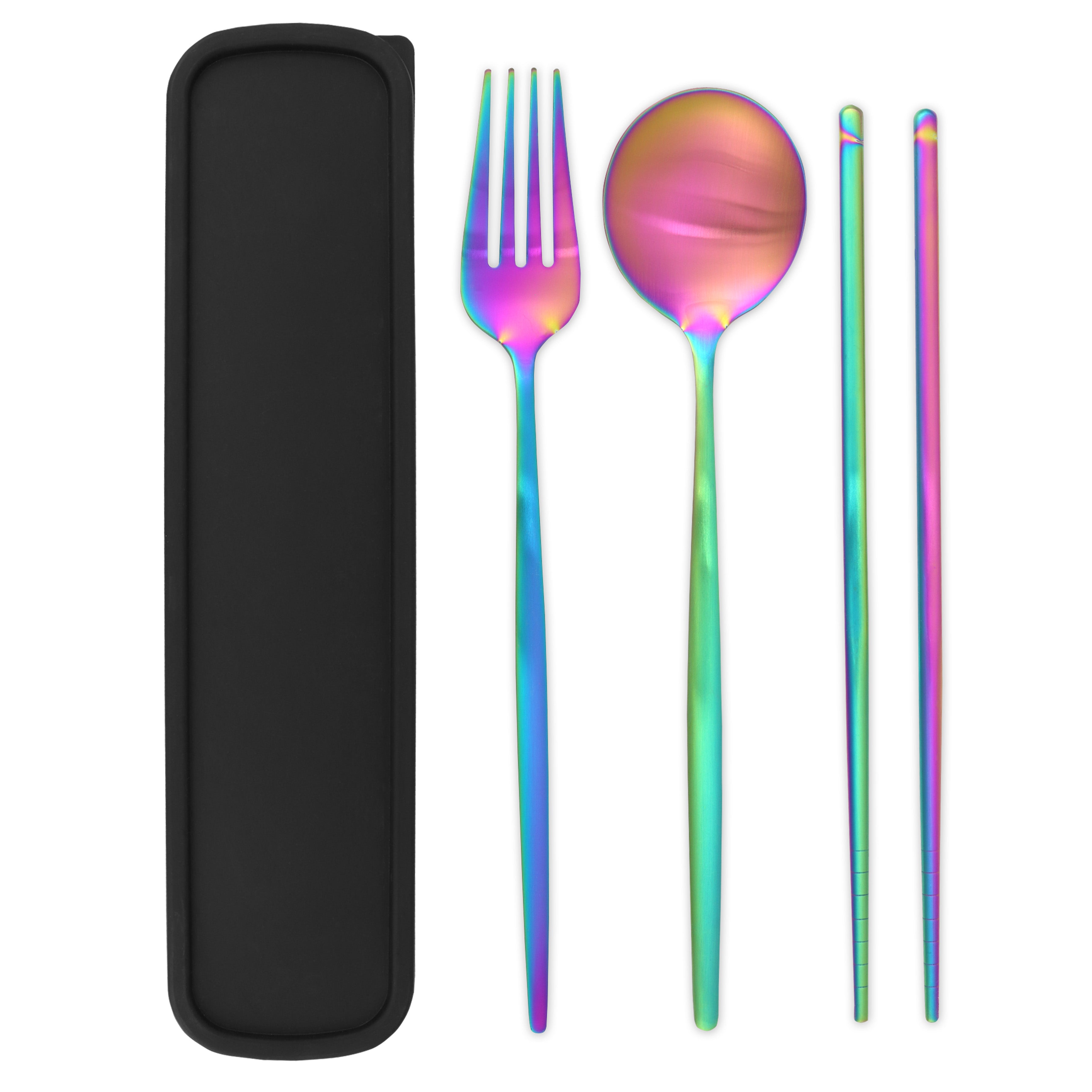 Travel Cutlery Box Set w/ Chopsticks (Satin Rainbow)