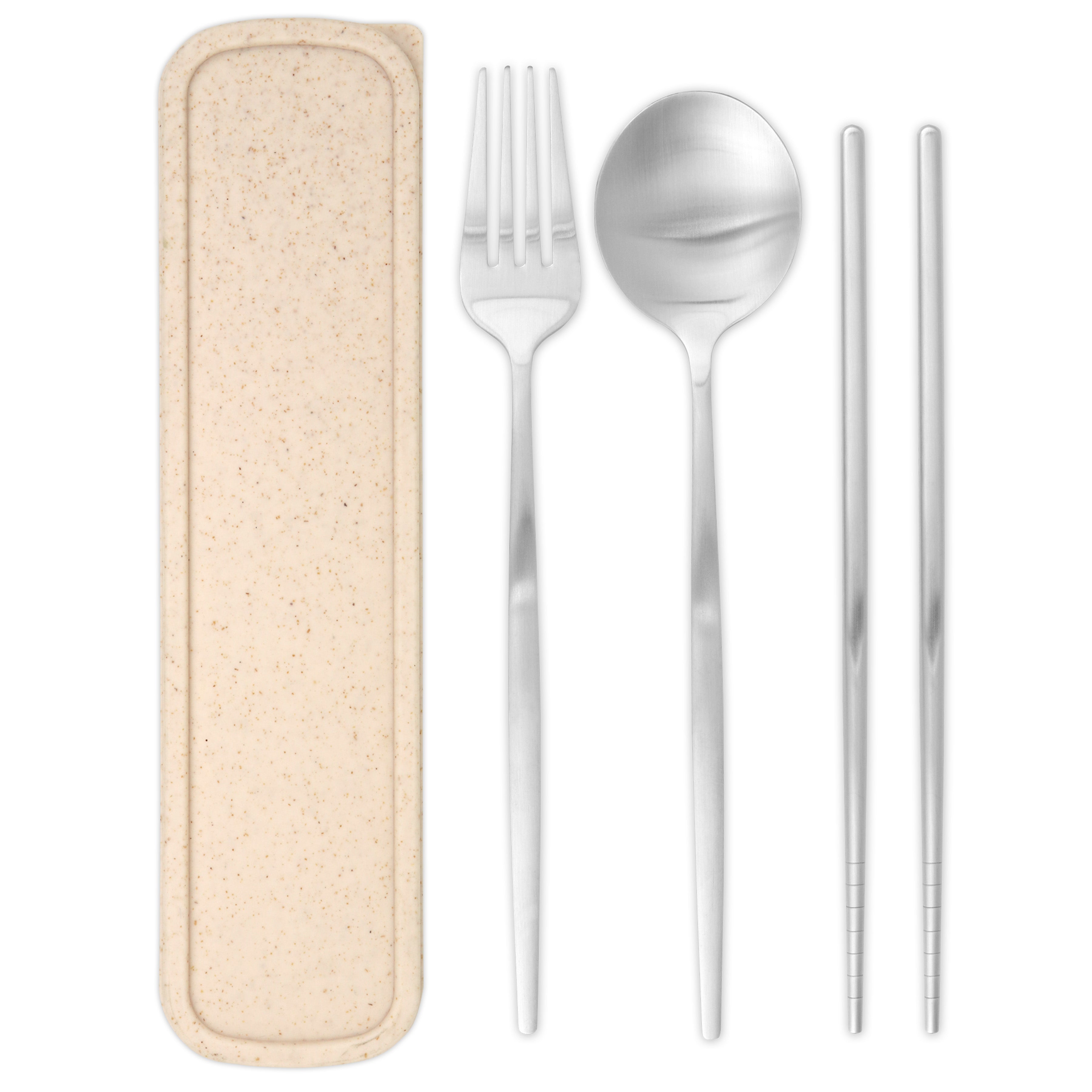 Travel Cutlery Box Set (Satin Silver)