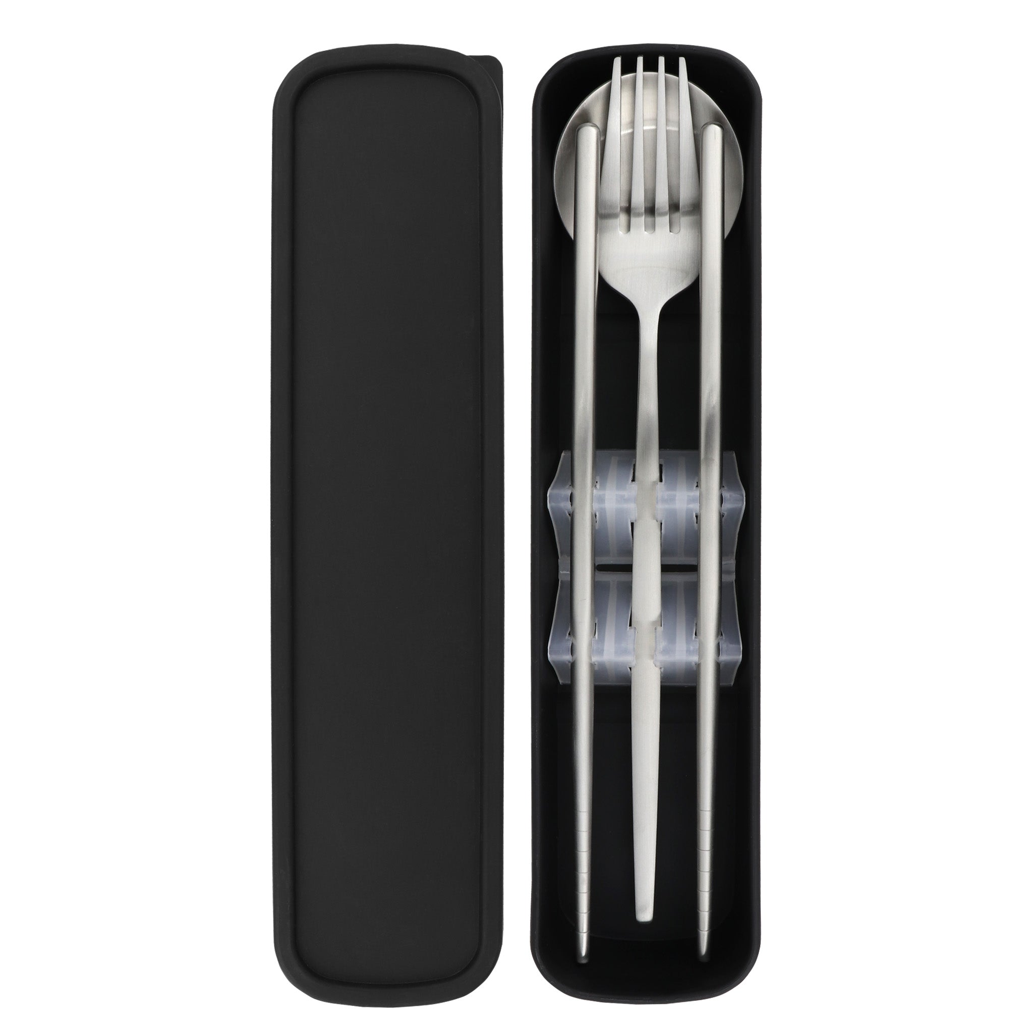 3-Piece Travel Cutlery Box Set (Satin Silver)