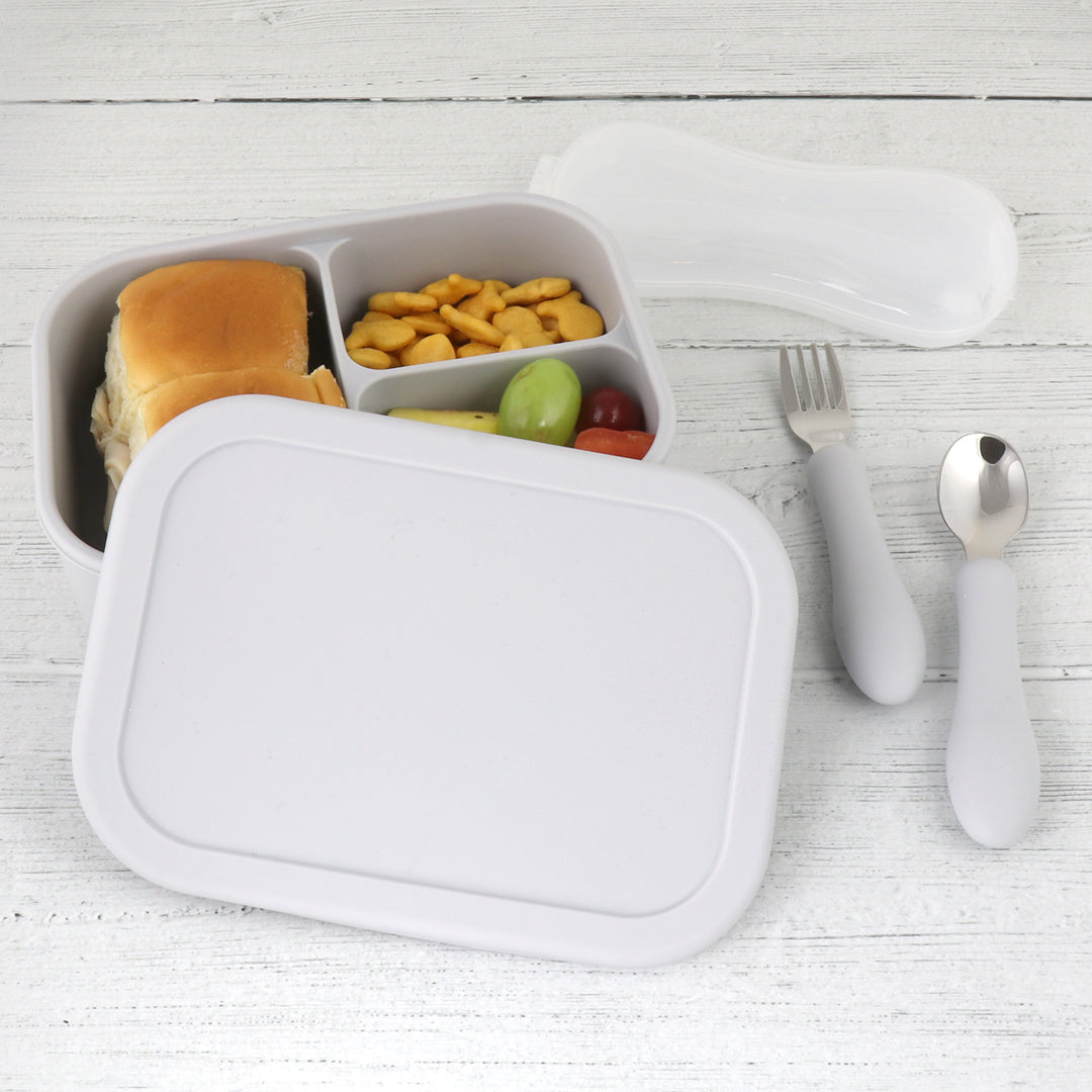 Silicone Bento Box Toddler Lunch Set (Grey)