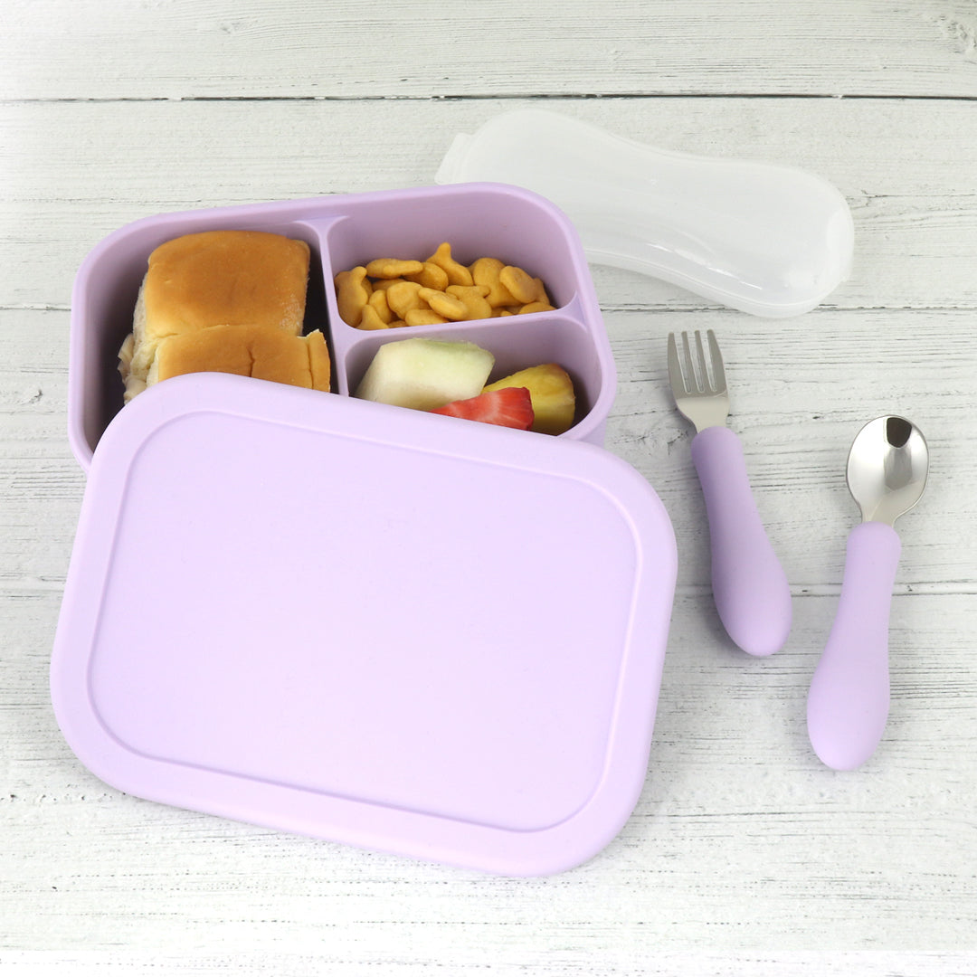 Silicone Bento Box Toddler Lunch Set (Lavender)