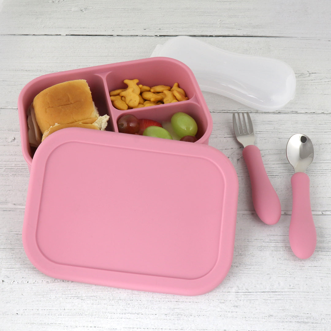 Silicone Bento Box Toddler Lunch Set (Rose)