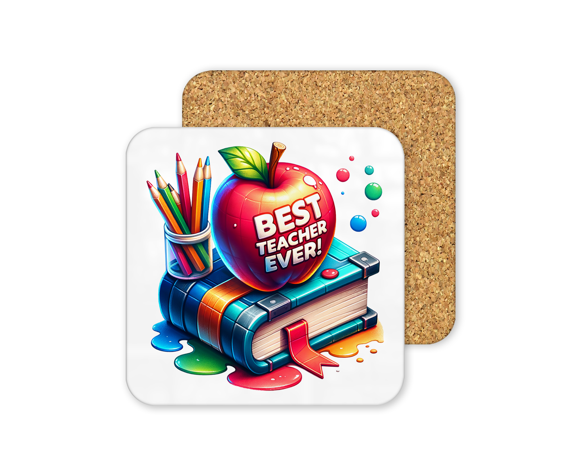 Teacher Appreciation Coaster – Cork Backed – Best Teacher Ever Design