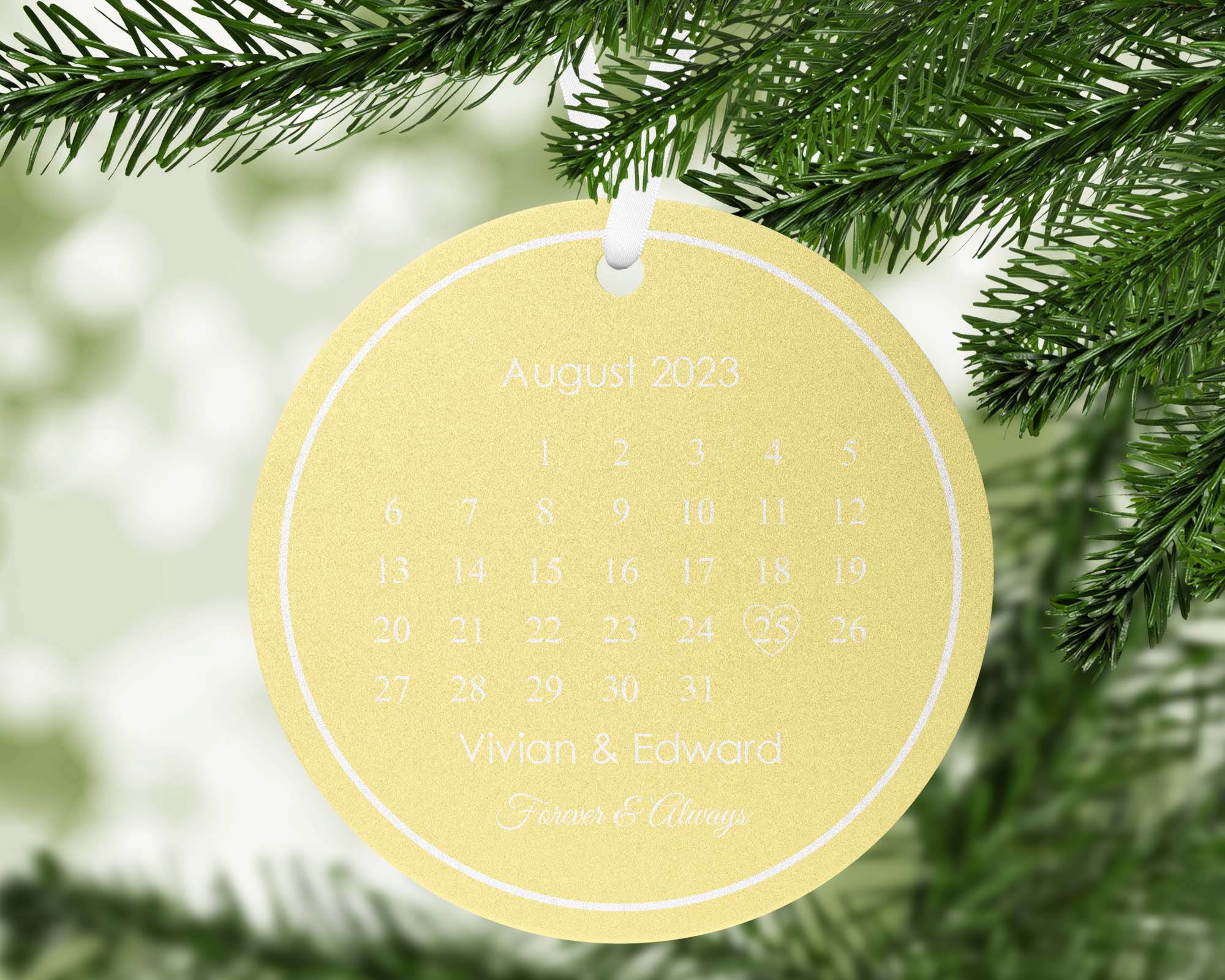 2023 Wedding Date Calendar Christmas Ornament