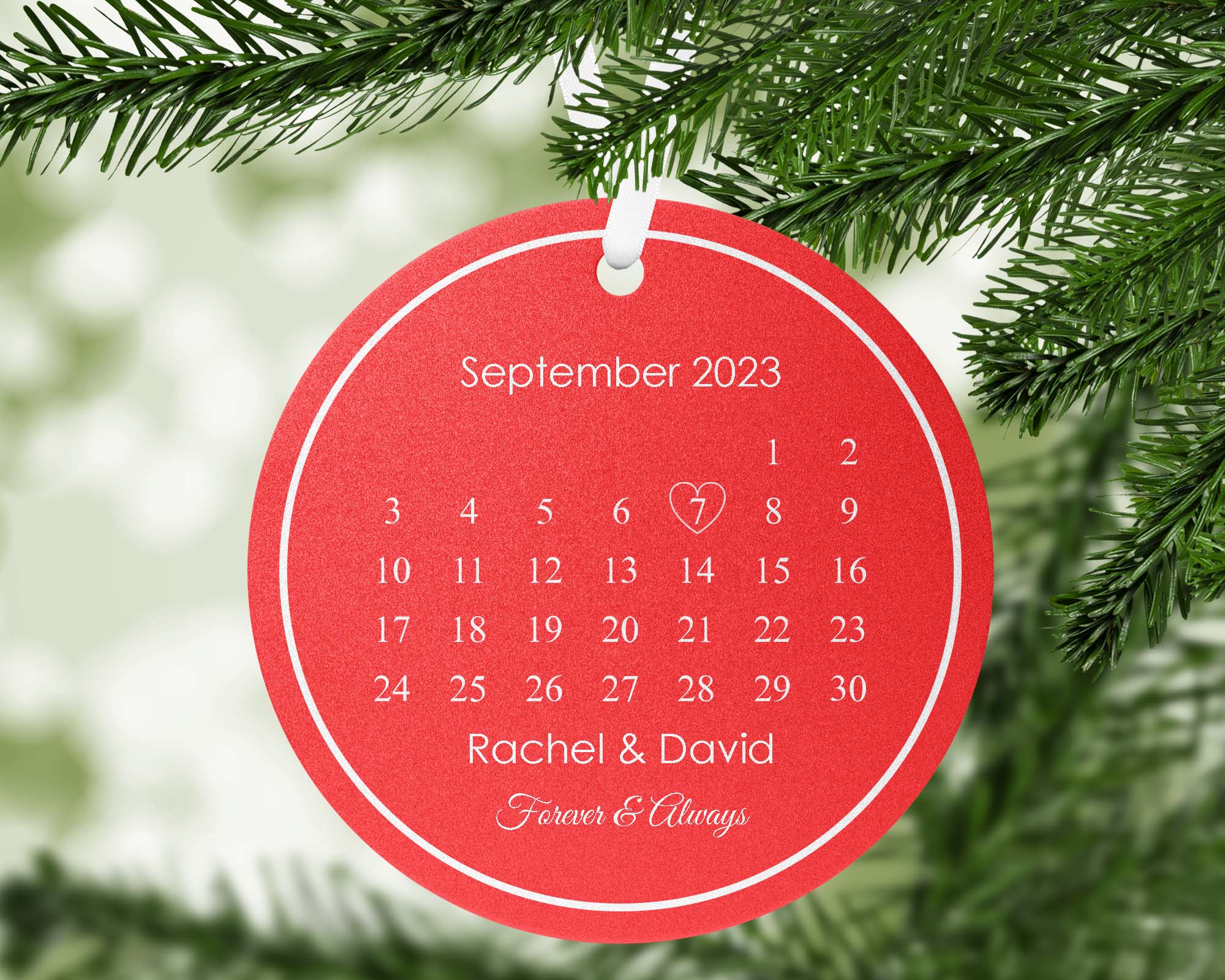 2023 Wedding Date Calendar Christmas Ornament