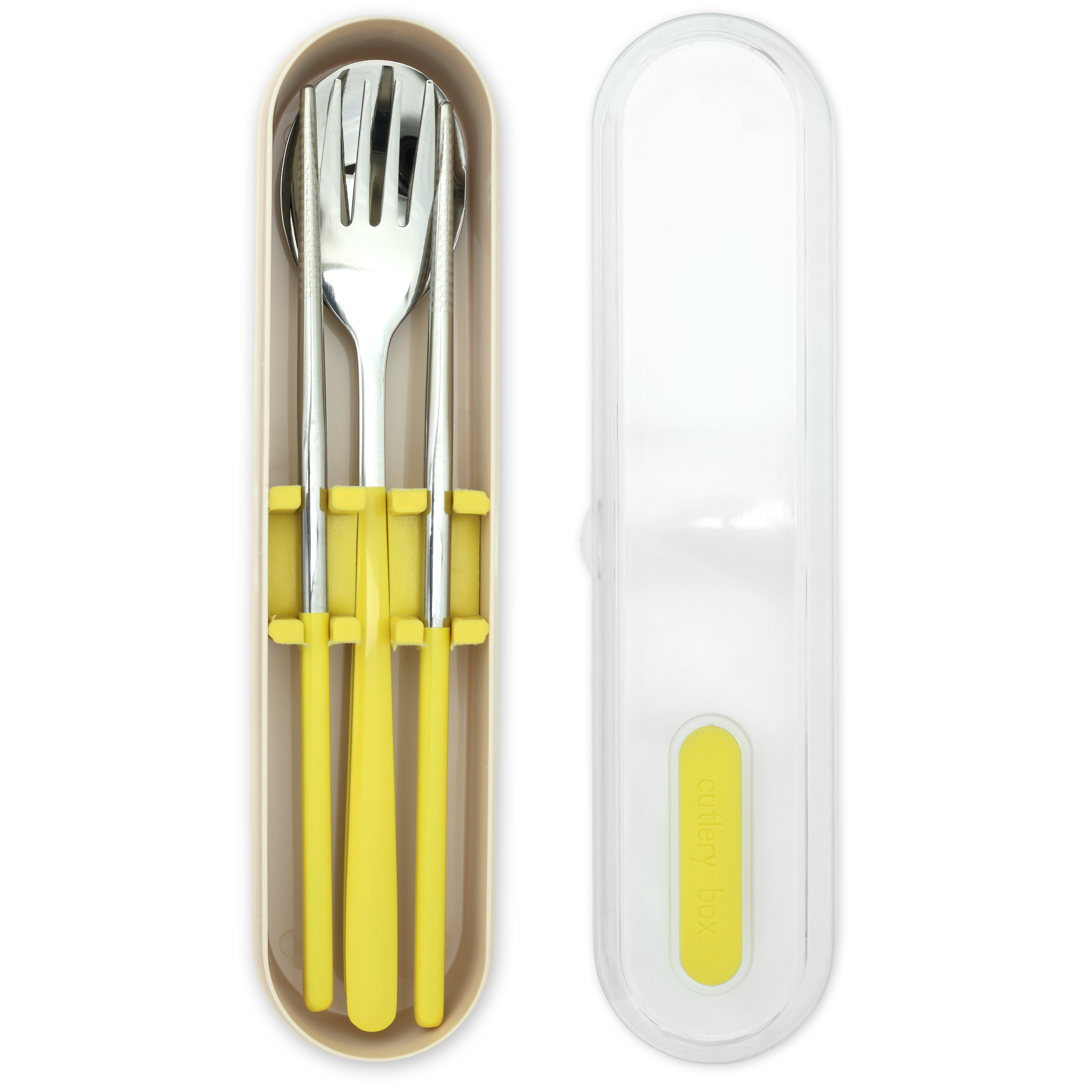 Personalized Compact Travel Box Cutlery Set – Sunshine Yellow