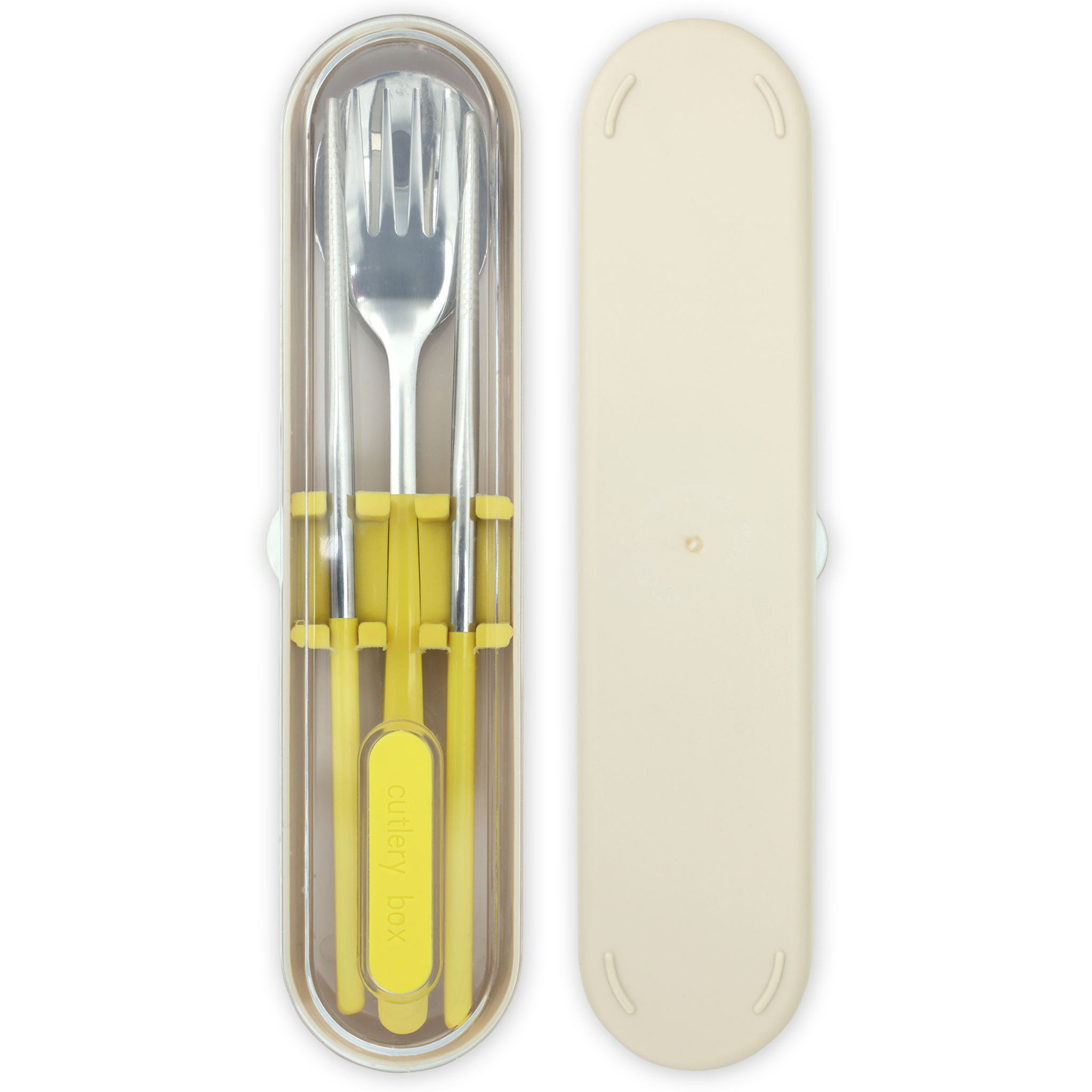Personalized Compact Travel Box Cutlery Set – Sunshine Yellow