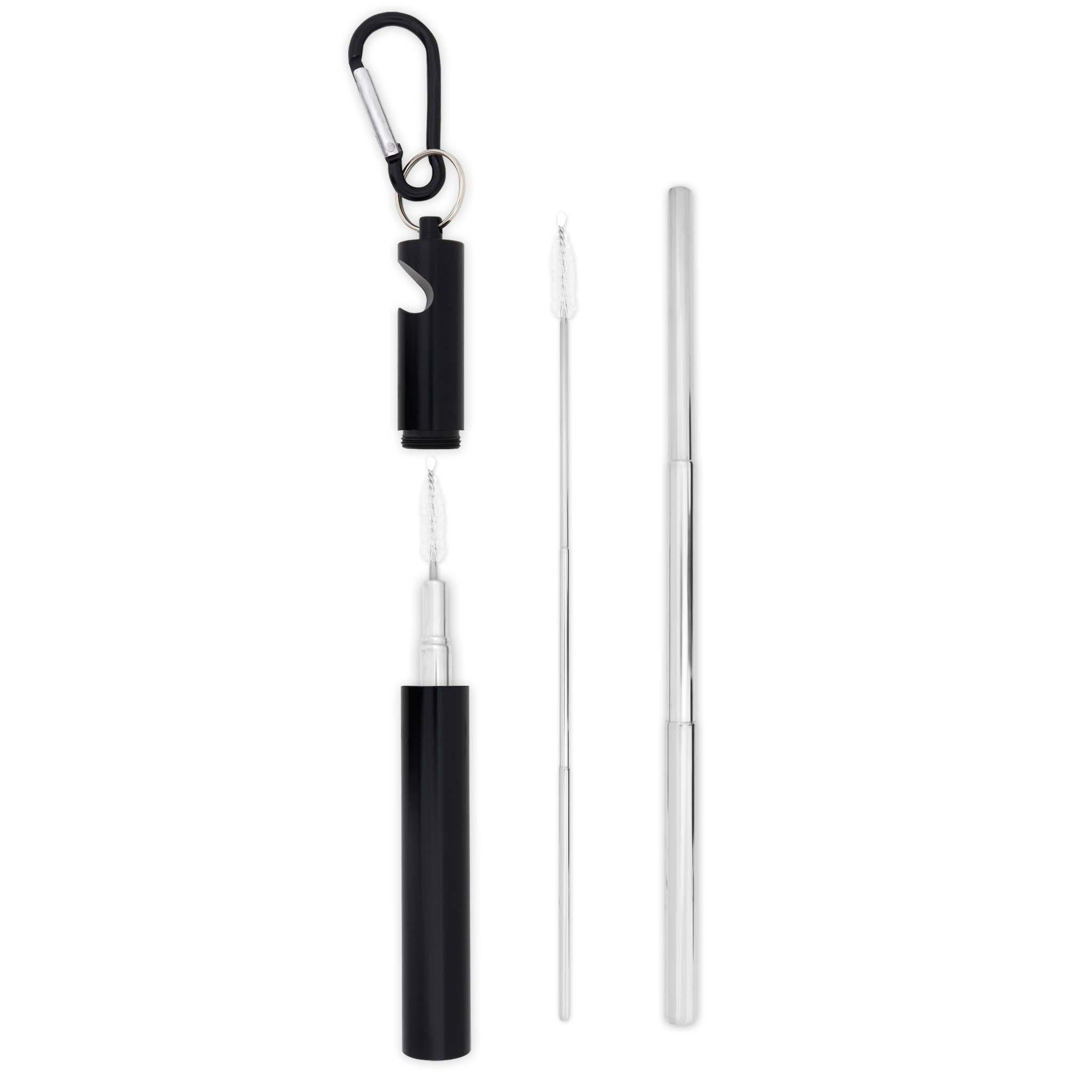 Bottle Opener Telescopic Straw (Black)