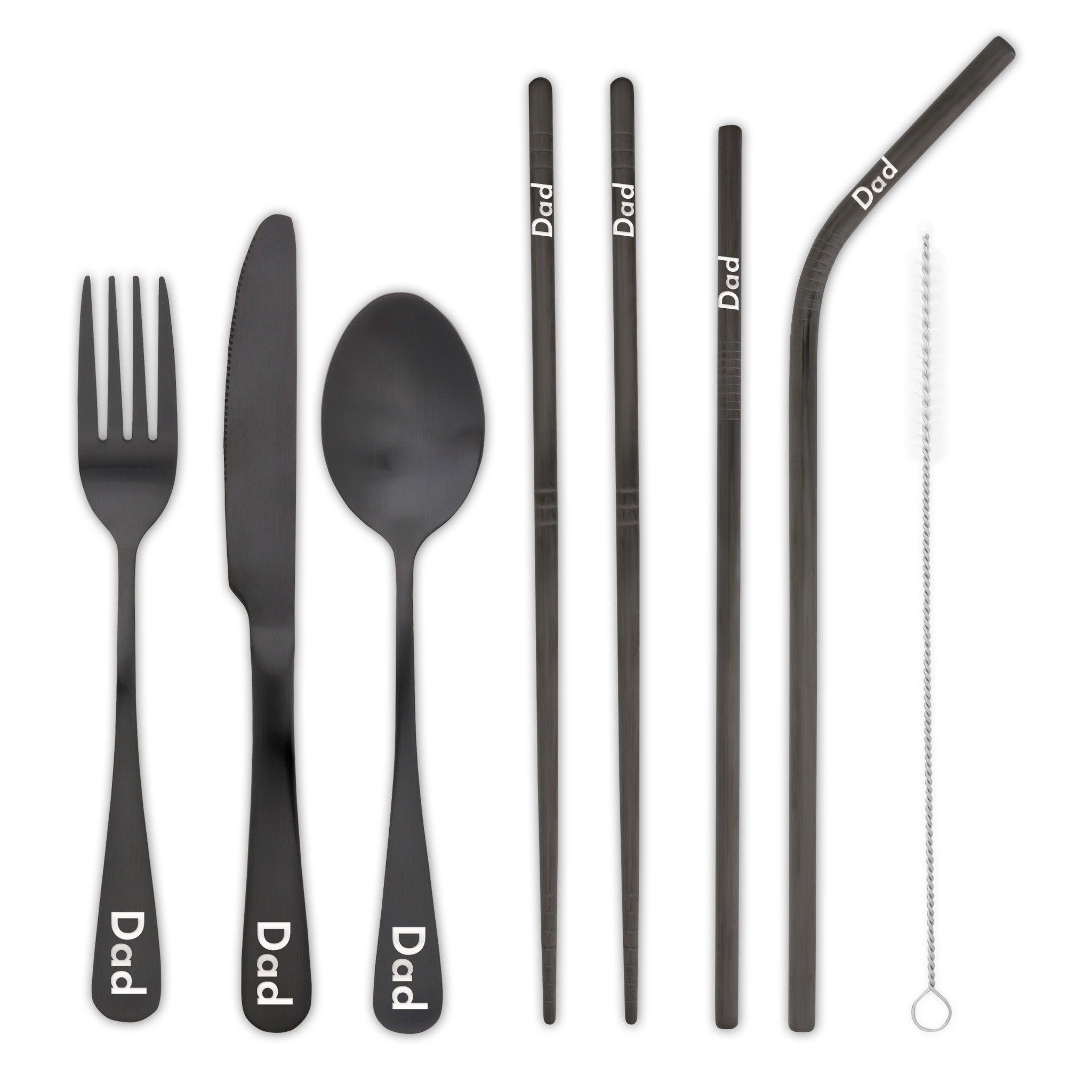 9-Piece Travel Flatware Set (Satin Black)