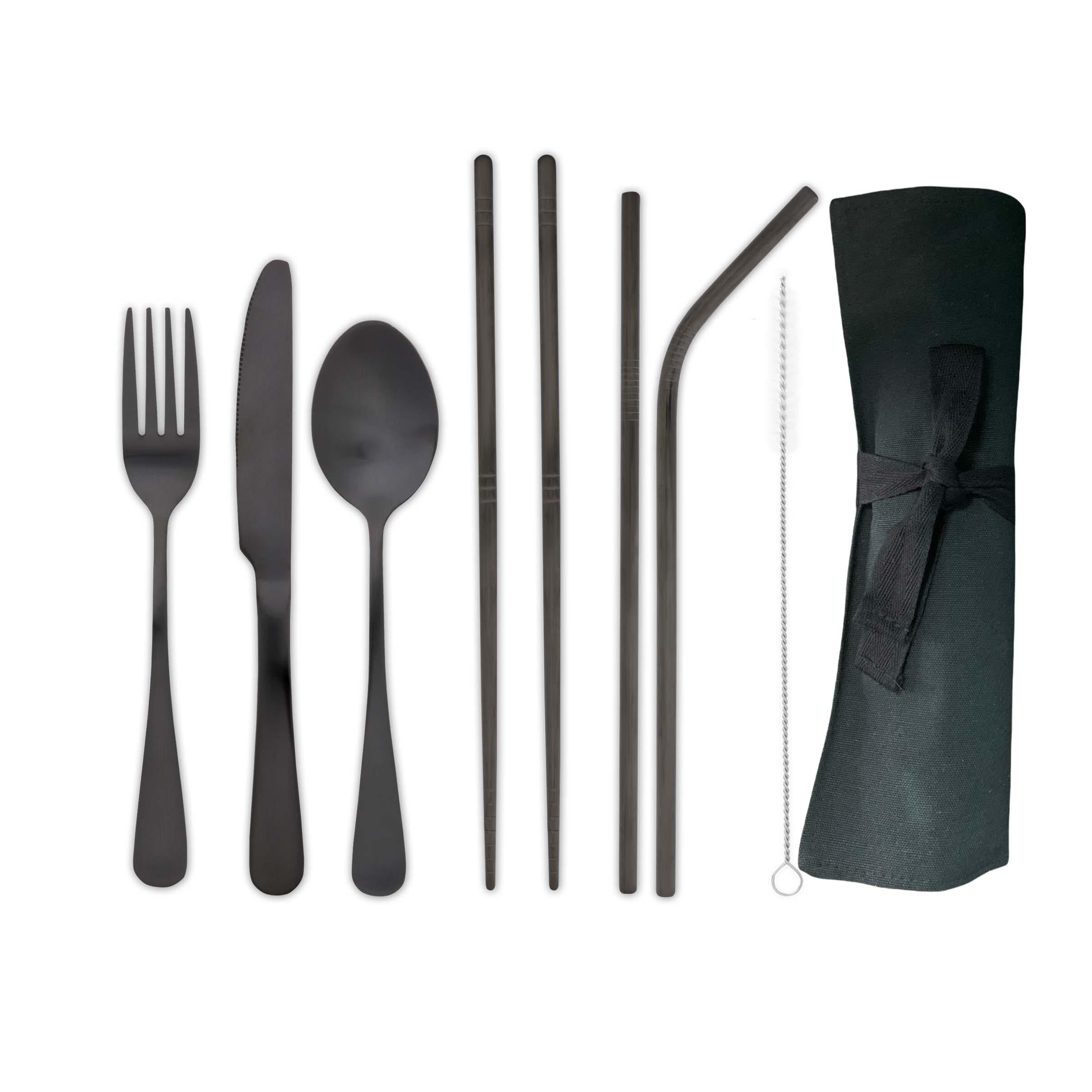 9-Piece Travel Flatware Set (Satin Black)