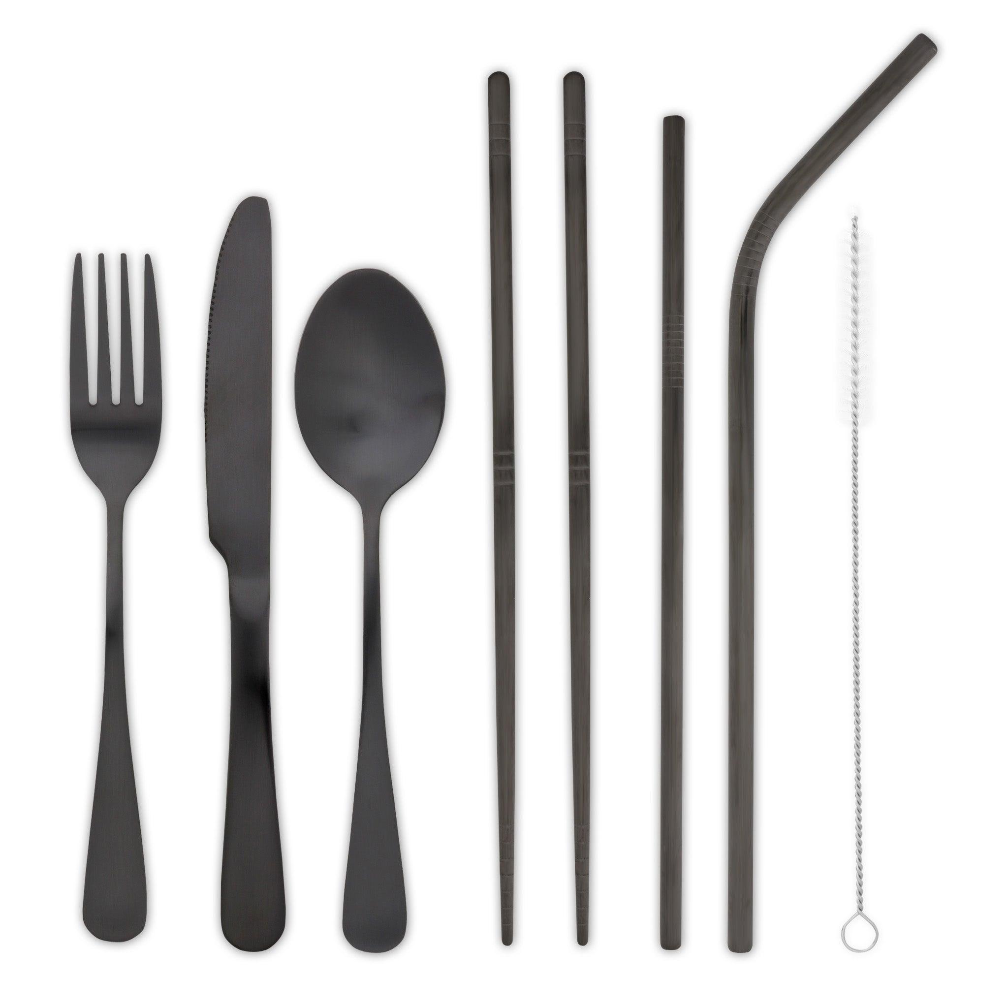 9-Piece Travel Flatware Set (Satin Black)