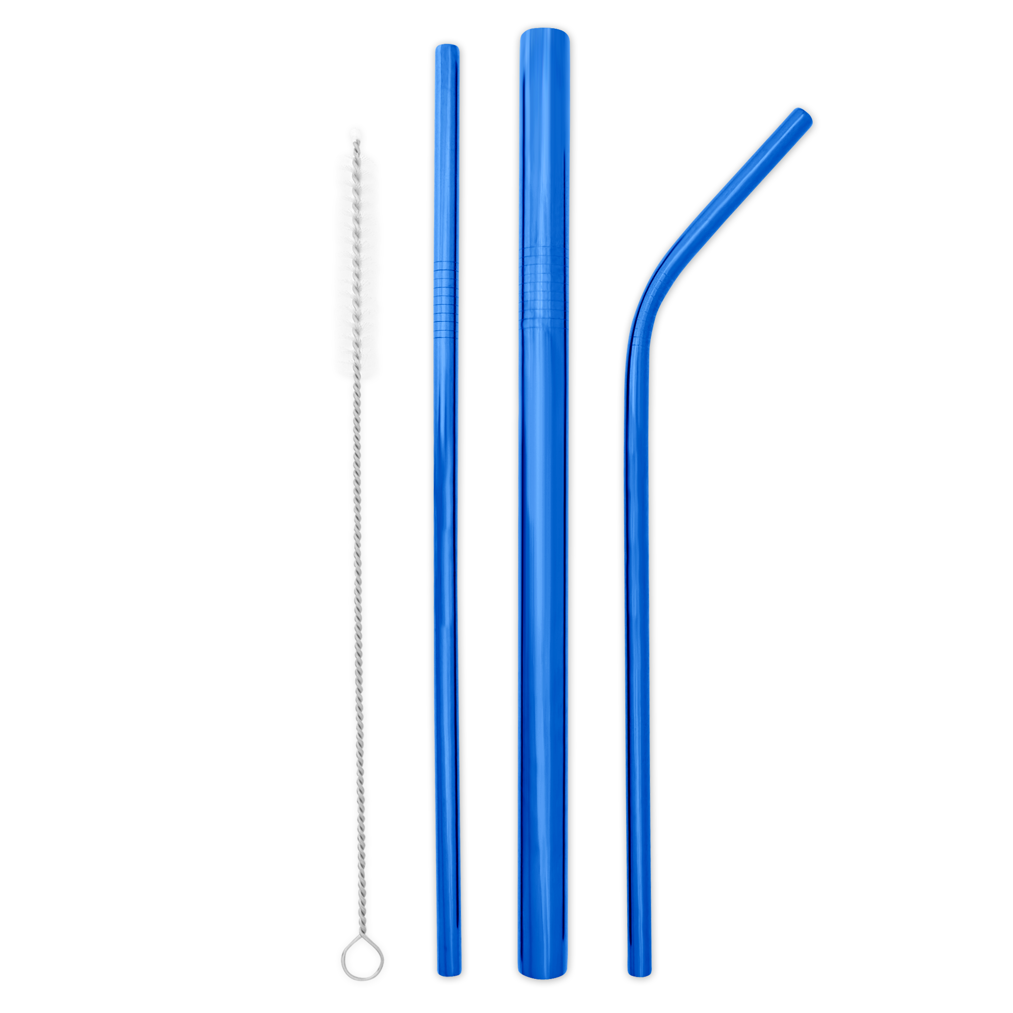 Triple Threat Stainless Steel Straws Box Set (Blue)