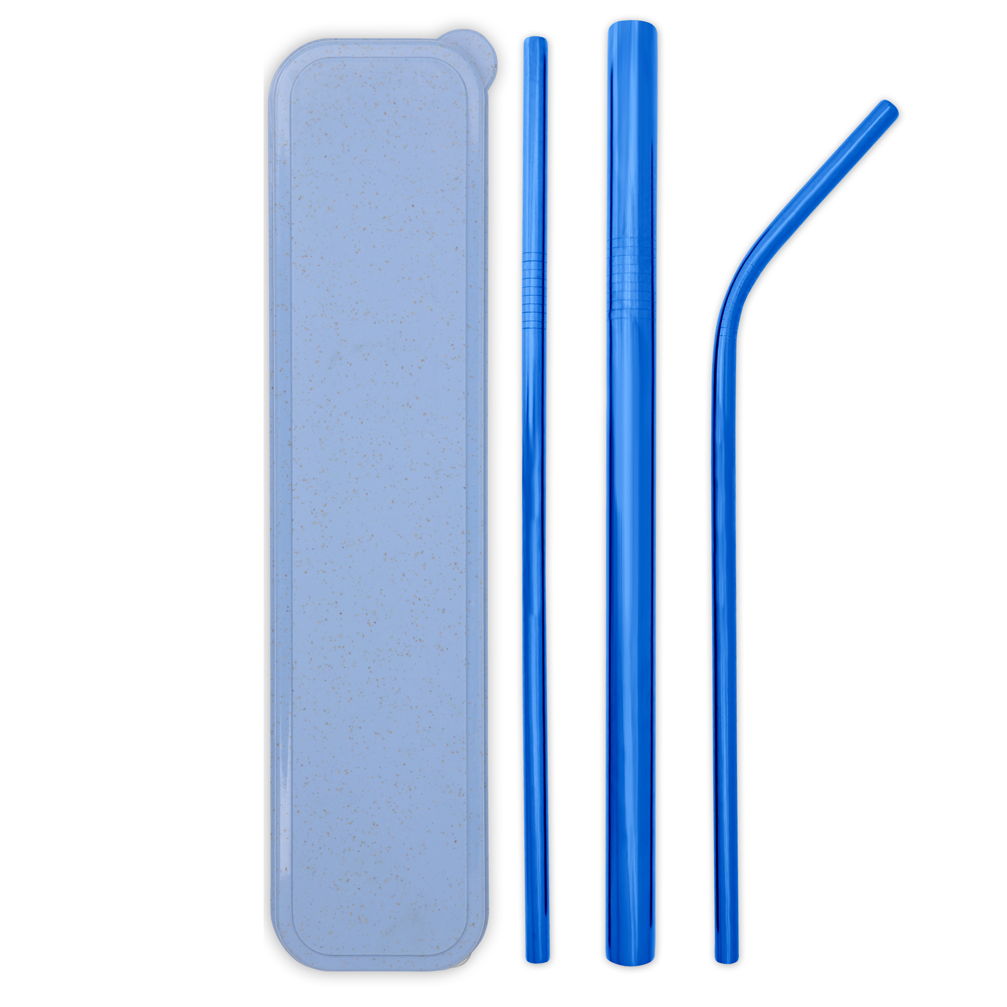 Triple Threat Stainless Steel Straws Box Set (Blue)