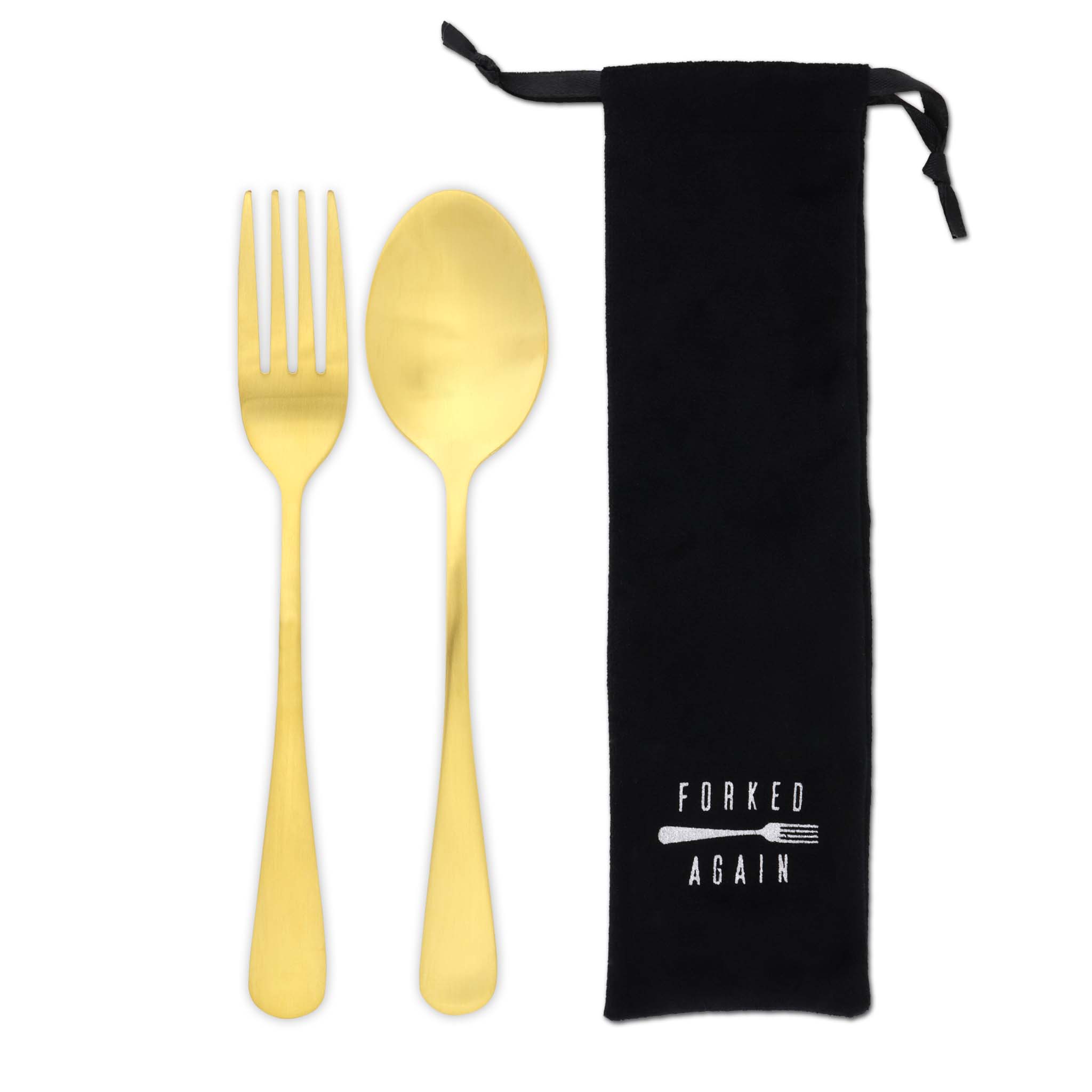 Perfect Pair Fork & Spoon Set (Satin Gold)