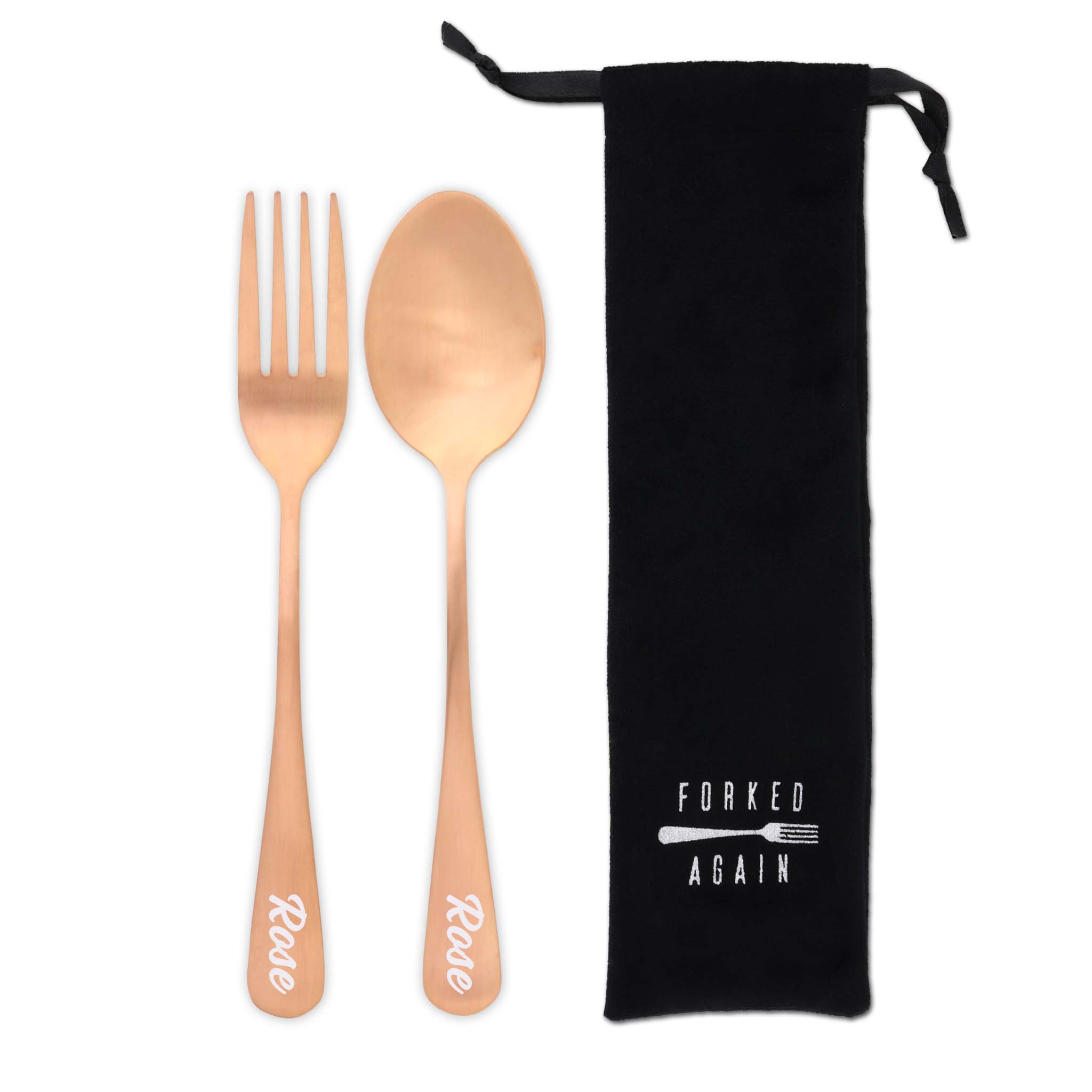 Perfect Pair Fork & Spoon Set (Satin Rose Gold)