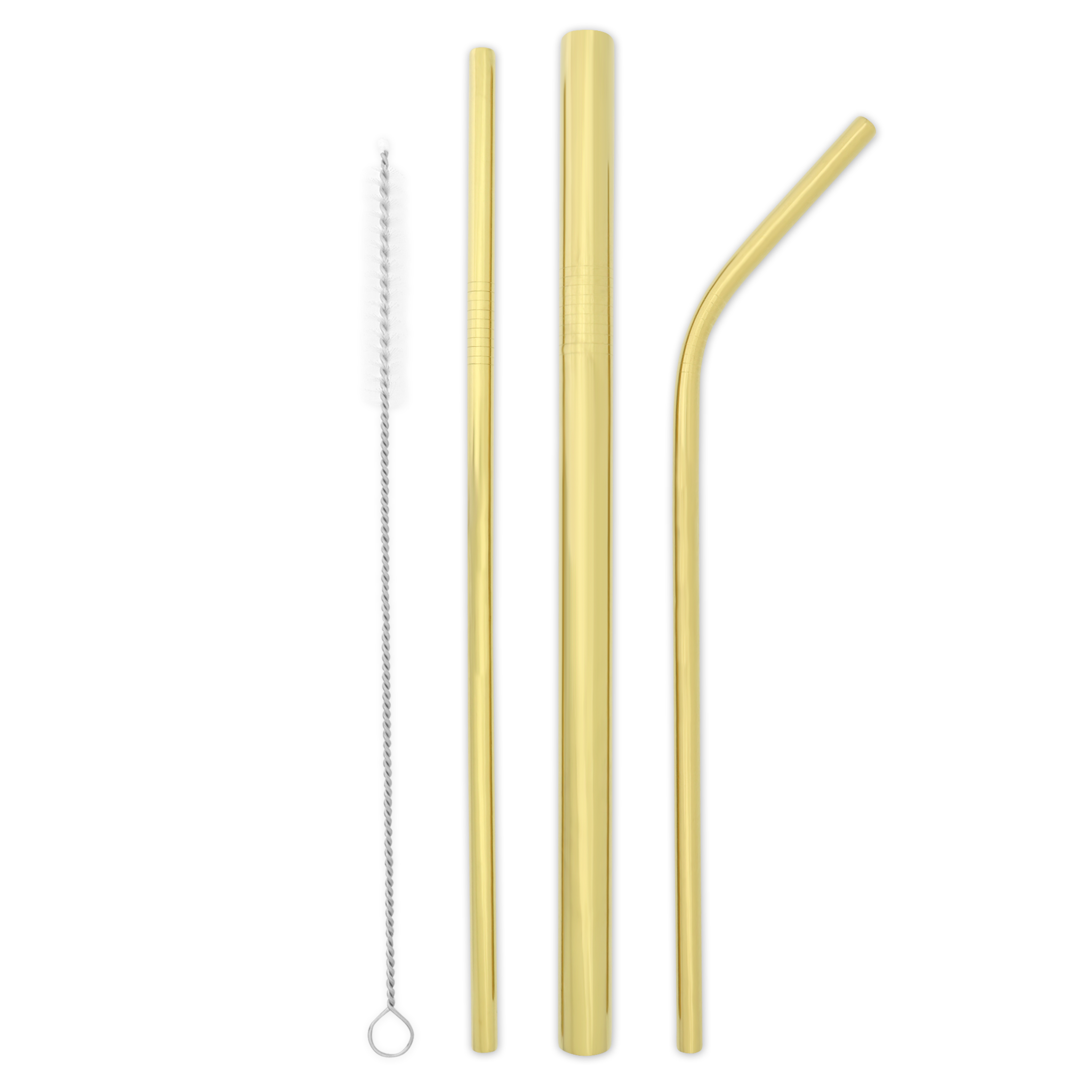 Triple Threat Stainless Steel Straws Box Set (Gold)