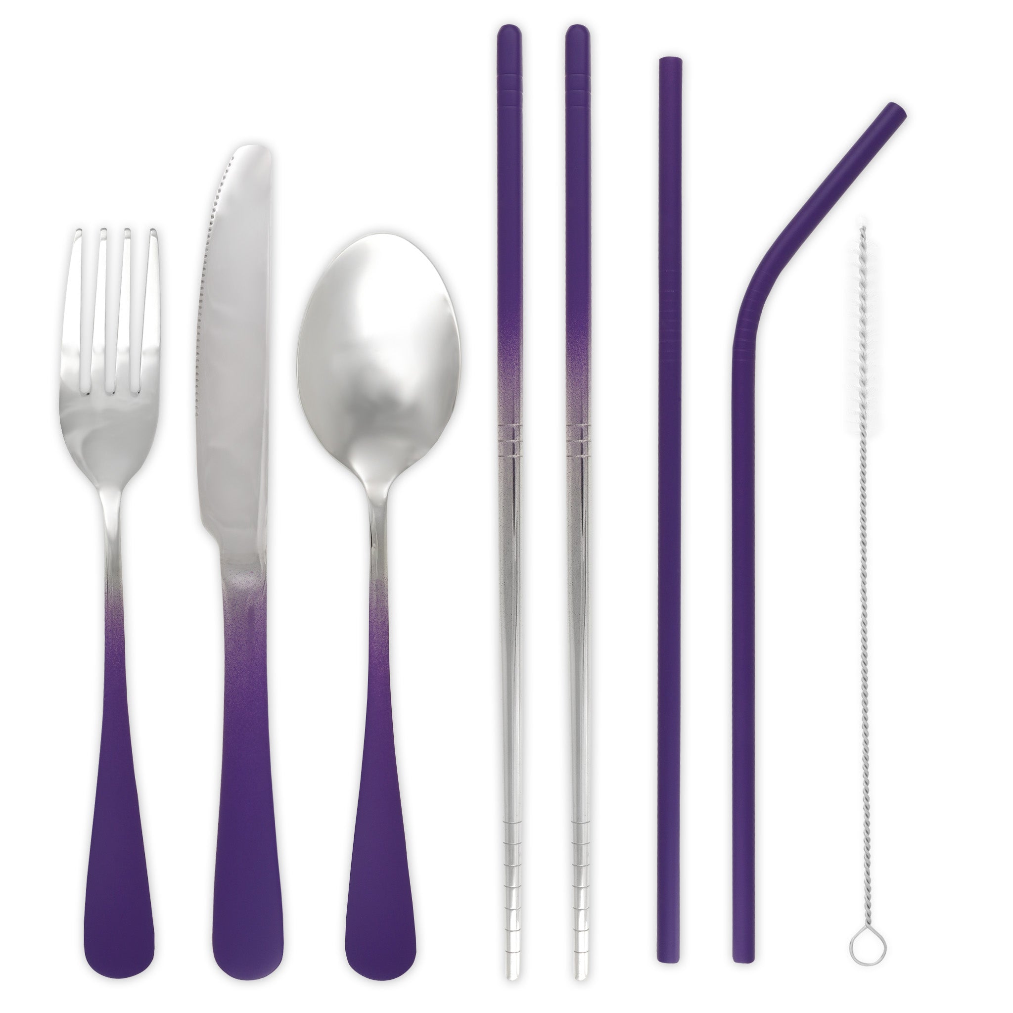 9-Piece Travel Flatware Set (Matte Purple Ombré)