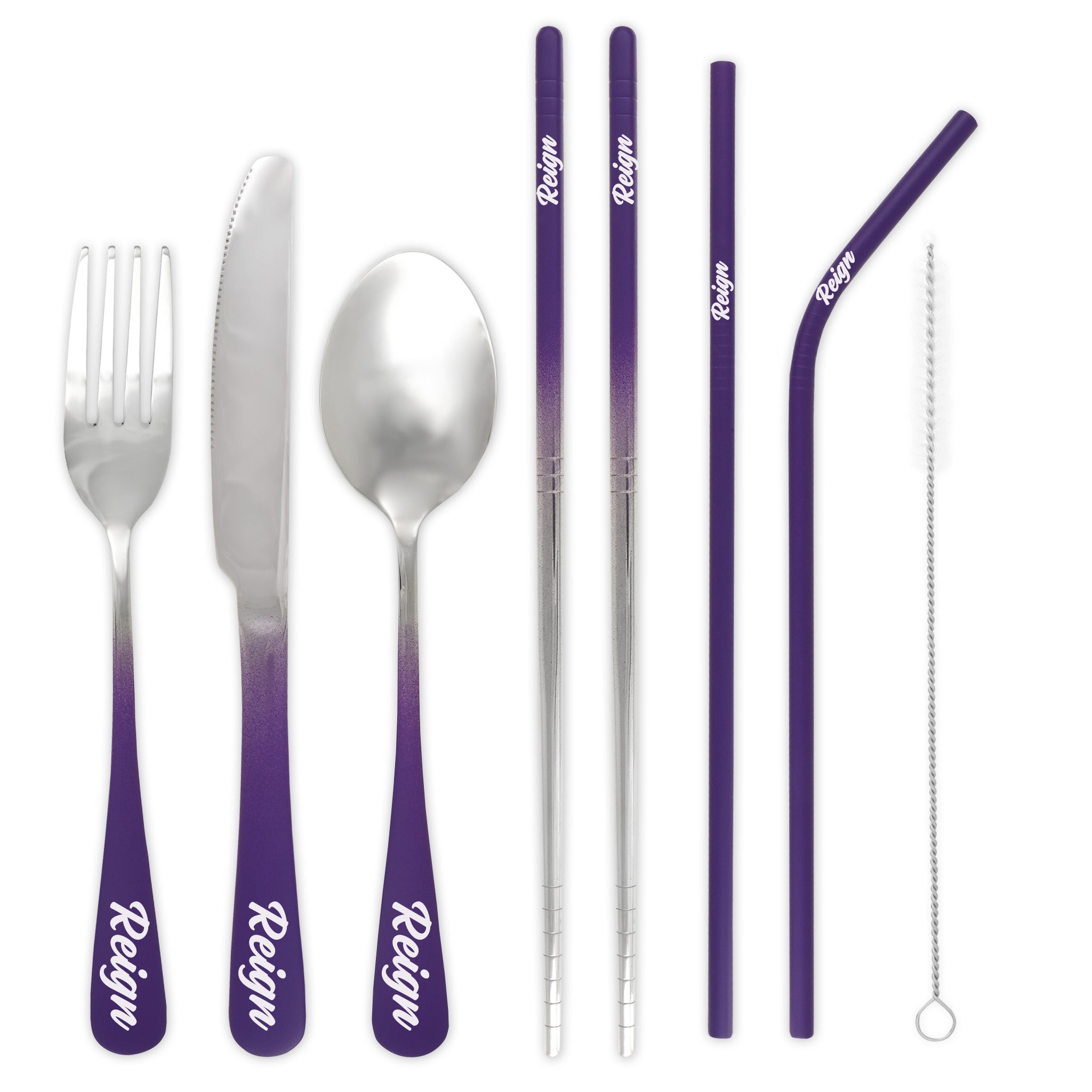 9-Piece Travel Flatware Set (Matte Purple Ombré)