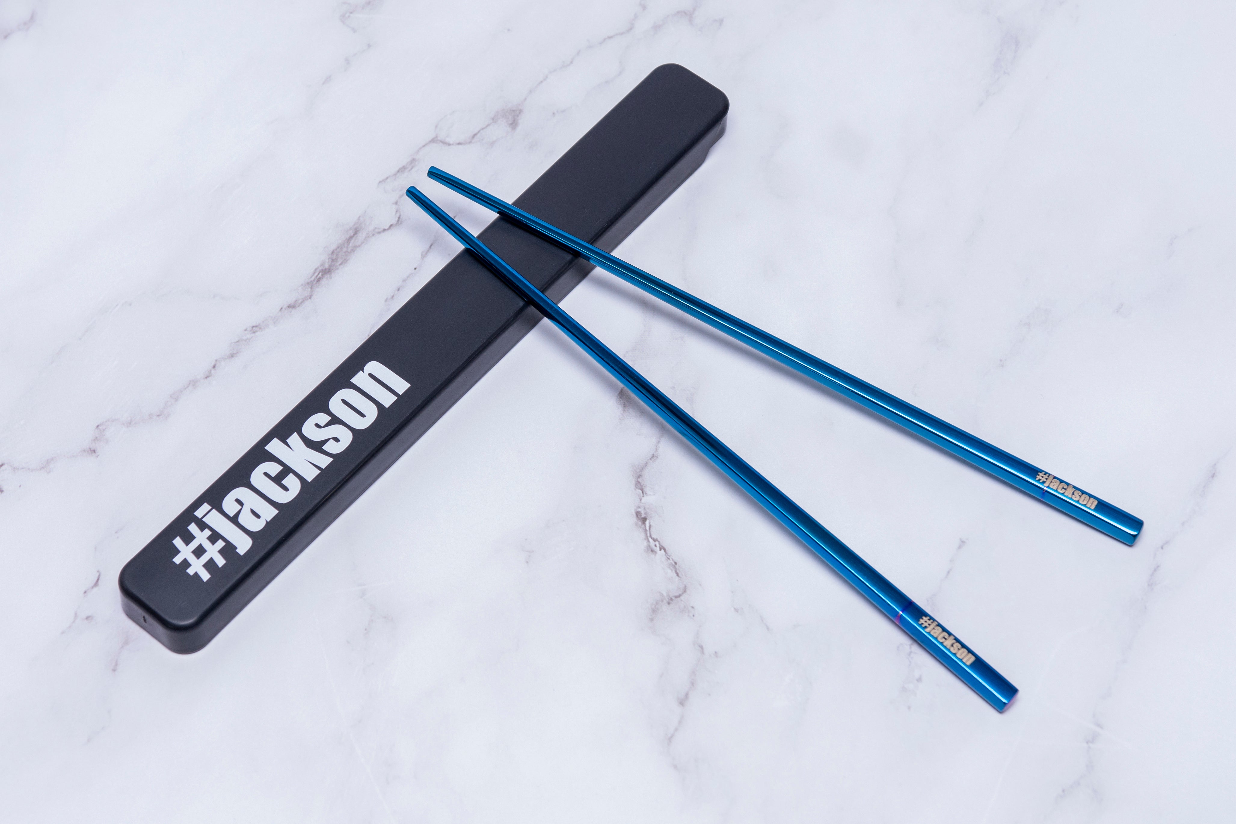 Stainless Steel Reusable Chopsticks Set (Blue)