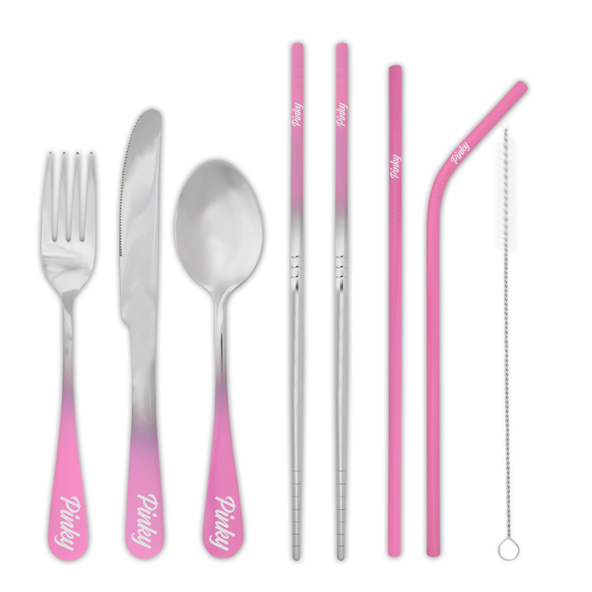 9-Piece Travel Flatware Set (Glossy Pink Ombré)