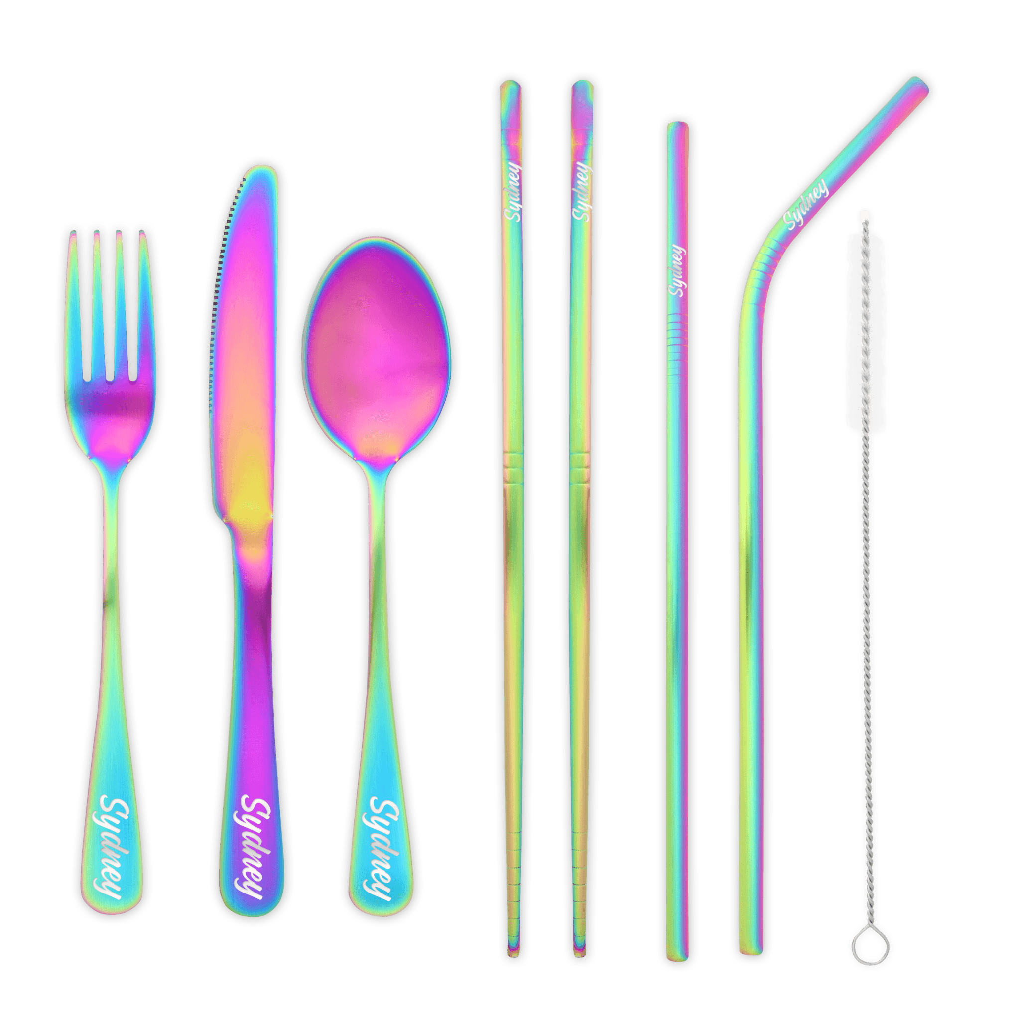 9-Piece Travel Flatware Set (Satin Rainbow)