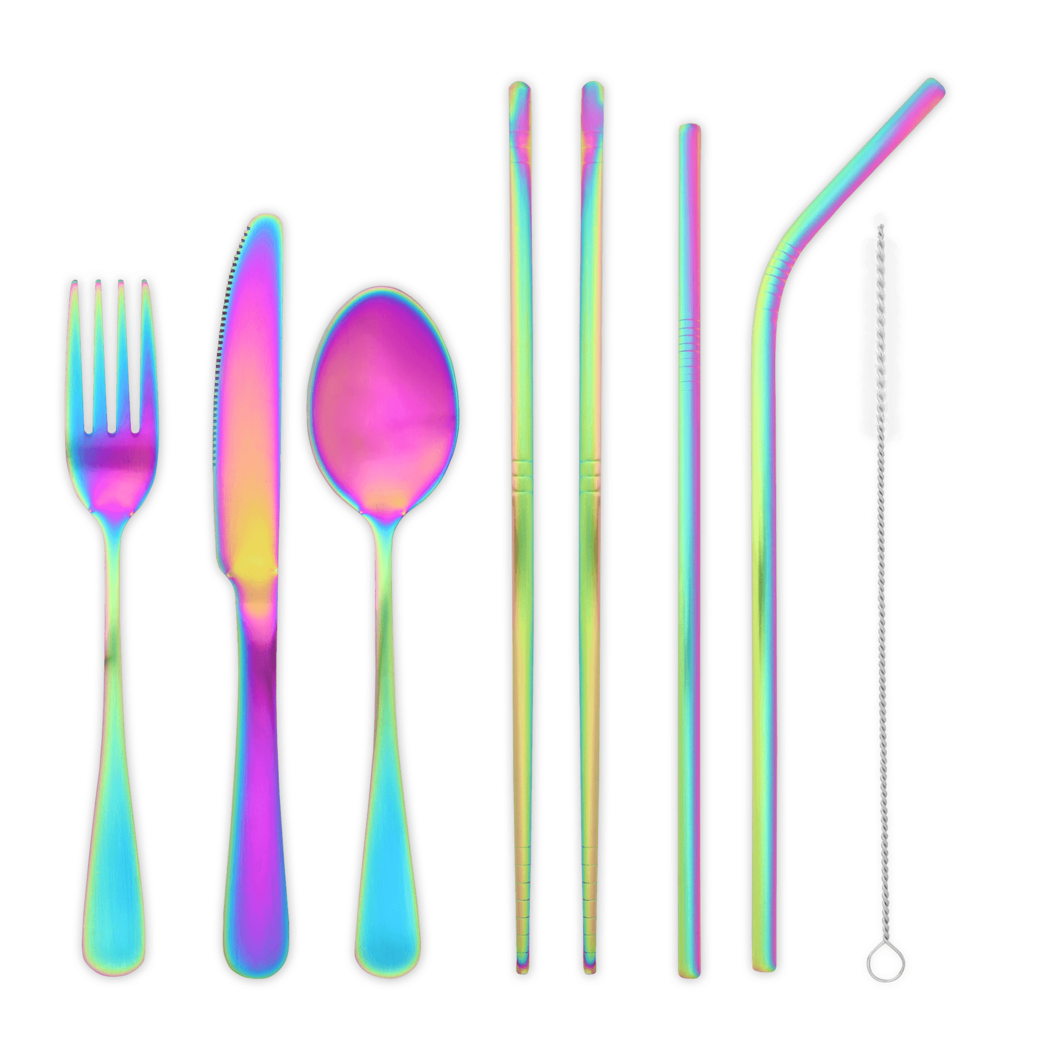 9-Piece Travel Flatware Set (Satin Rainbow)