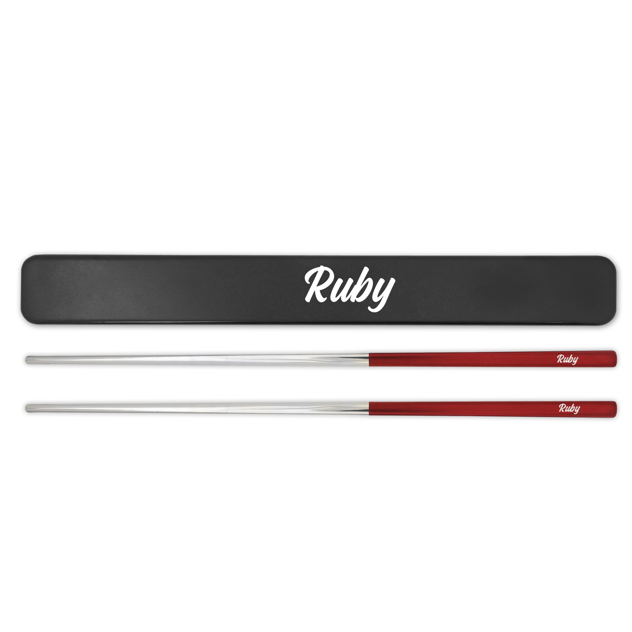 Stainless Steel Reusable Chopsticks Set (Red / Silver)