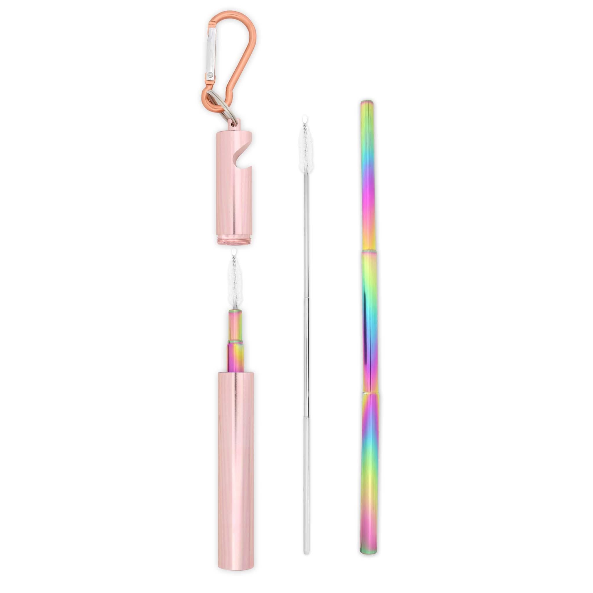 Bottle Opener Telescopic Straw (Rose Gold)