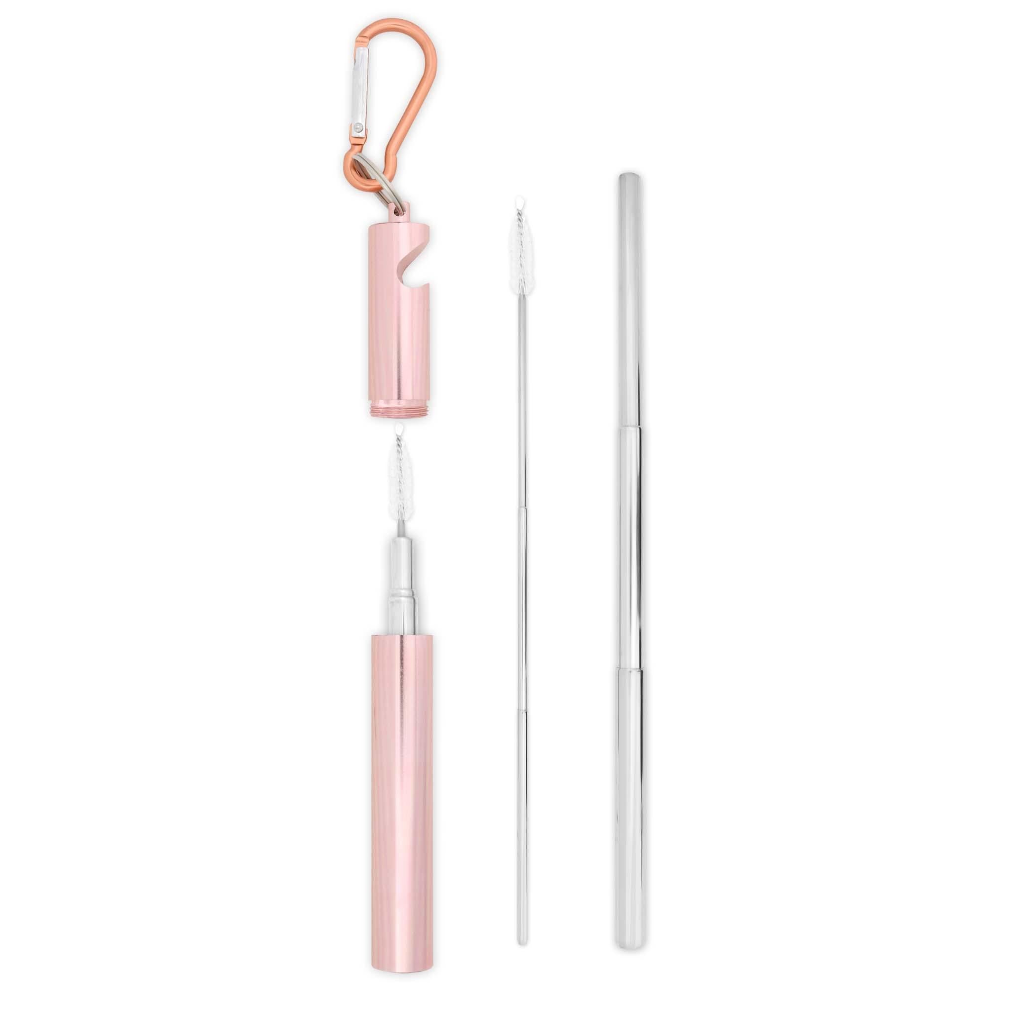 Bottle Opener Telescopic Straw (Rose Gold)