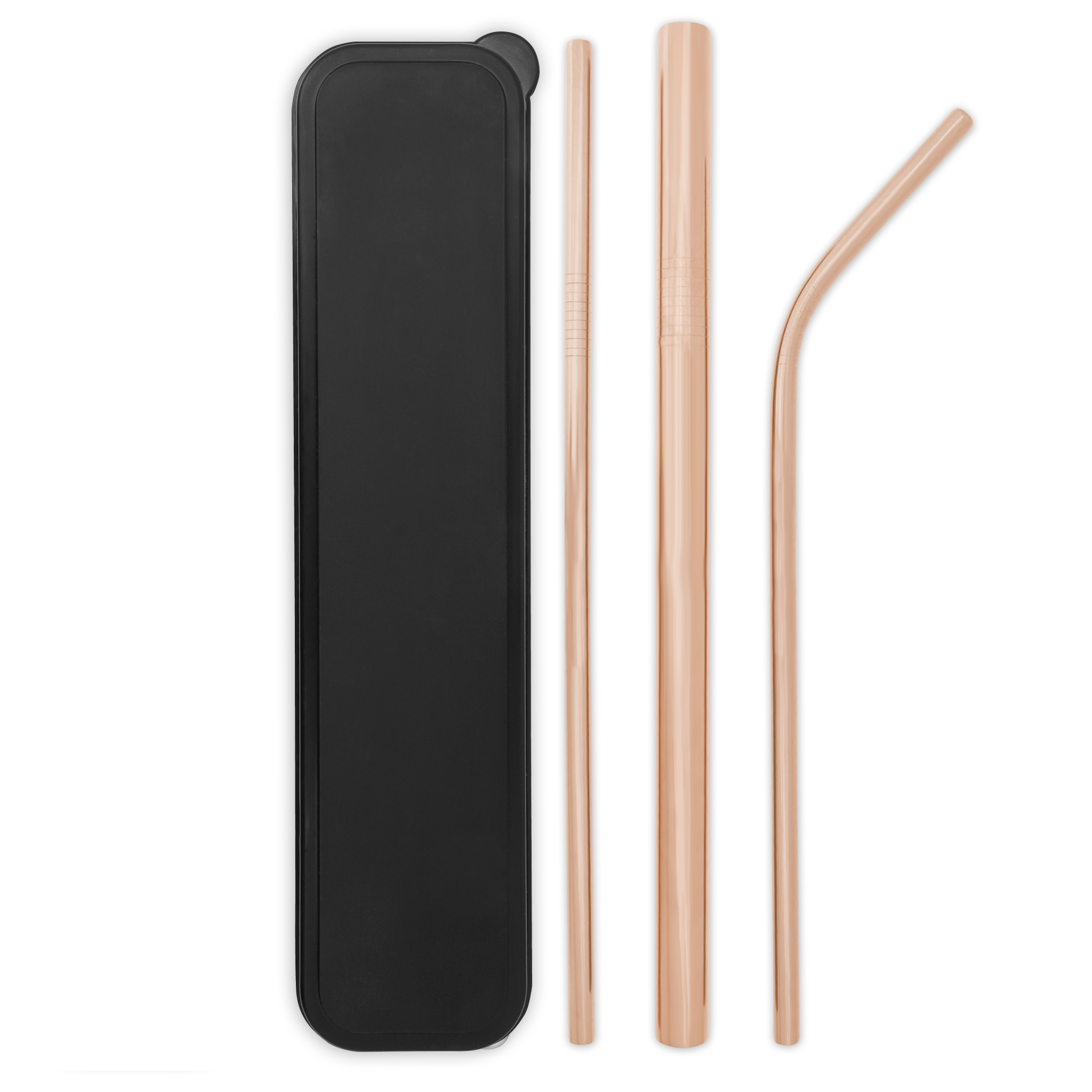 Triple Threat Stainless Steel Straws Box Set (Rose Gold)