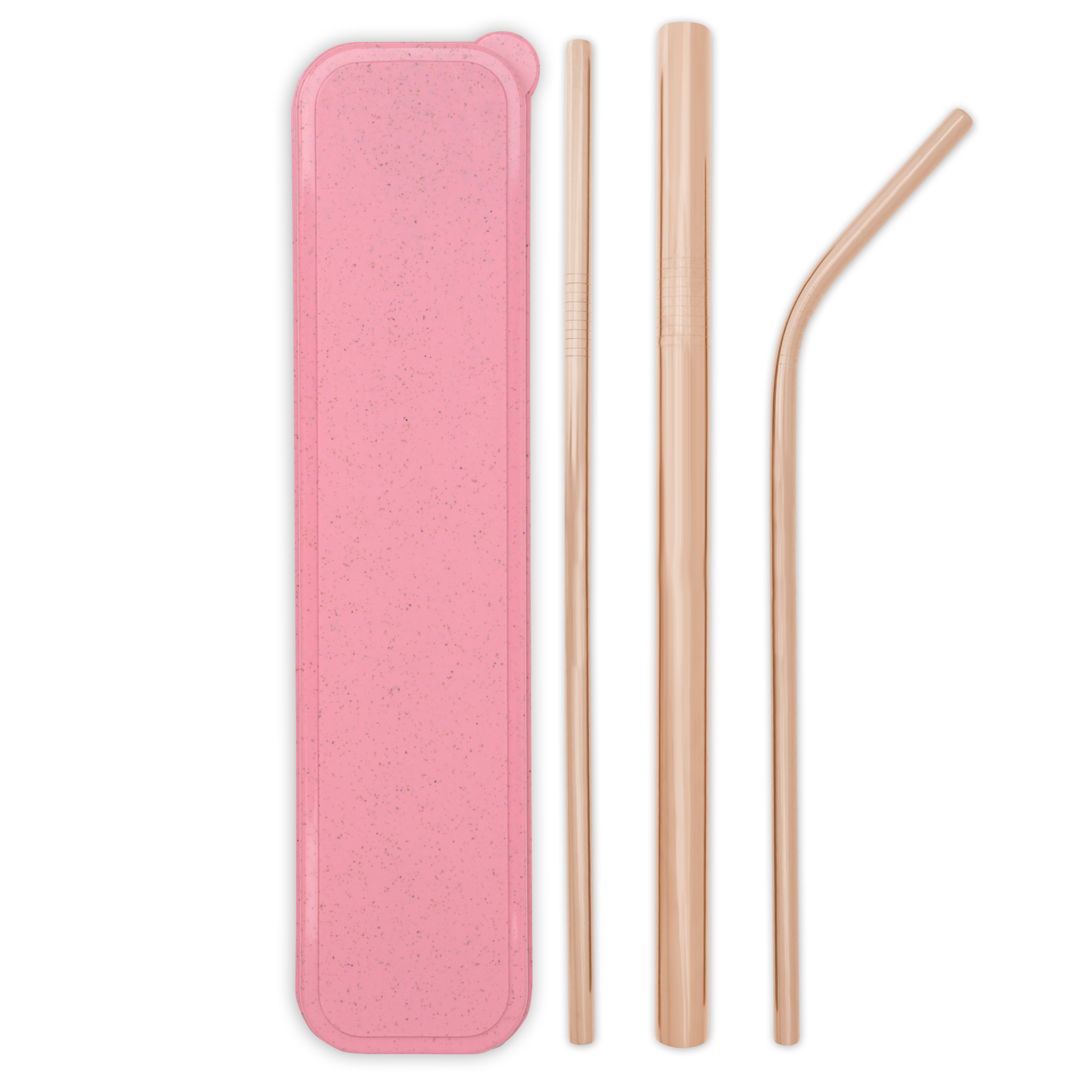 Triple Threat Stainless Steel Straws Box Set (Rose Gold)