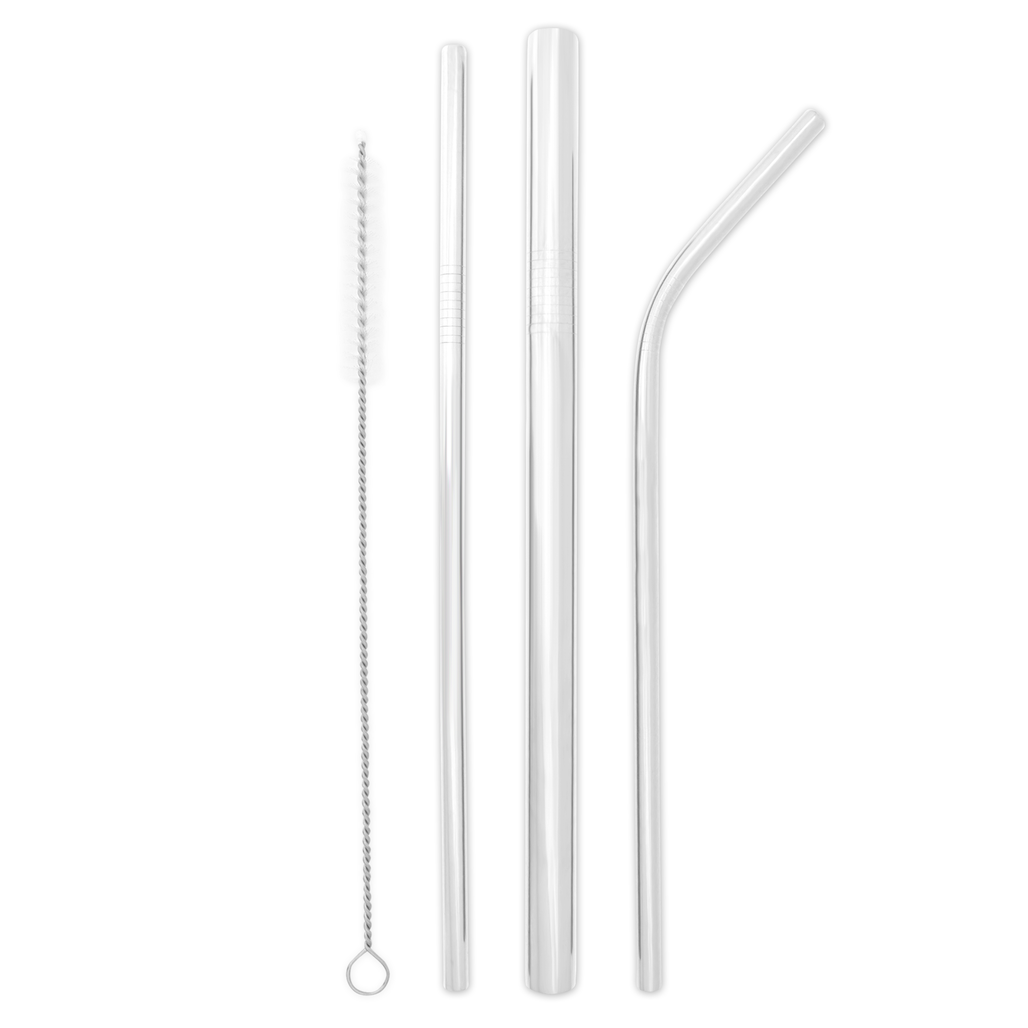 Triple Threat Stainless Steel Straws Box Set (Silver)