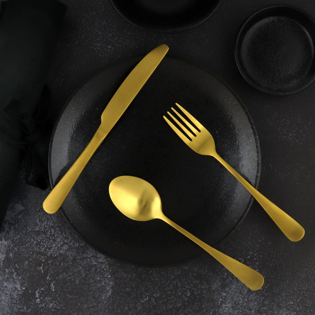 Traditional Travel Flatware Set in a Roll (Satin Gold)