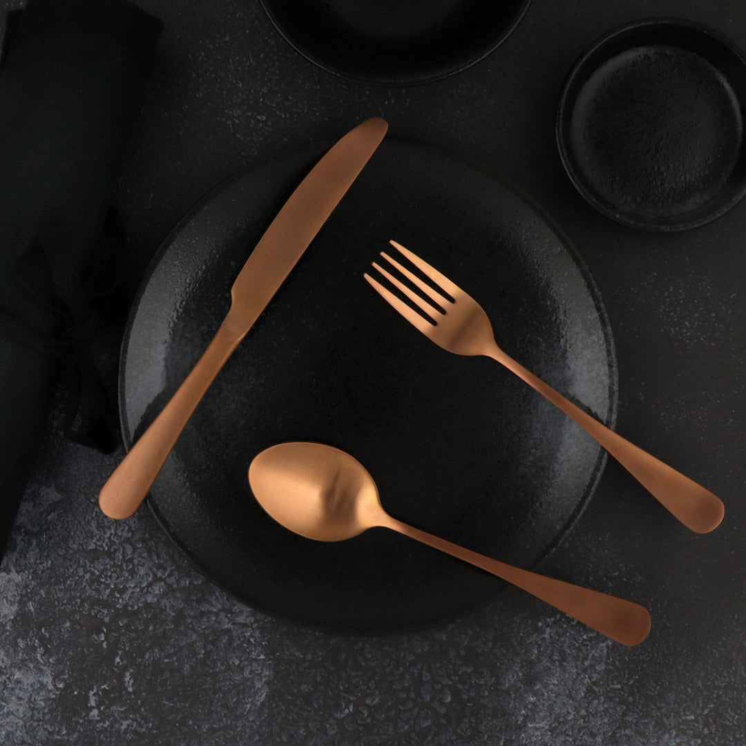 Traditional Travel Flatware Set in a Roll (Satin Rose Gold)